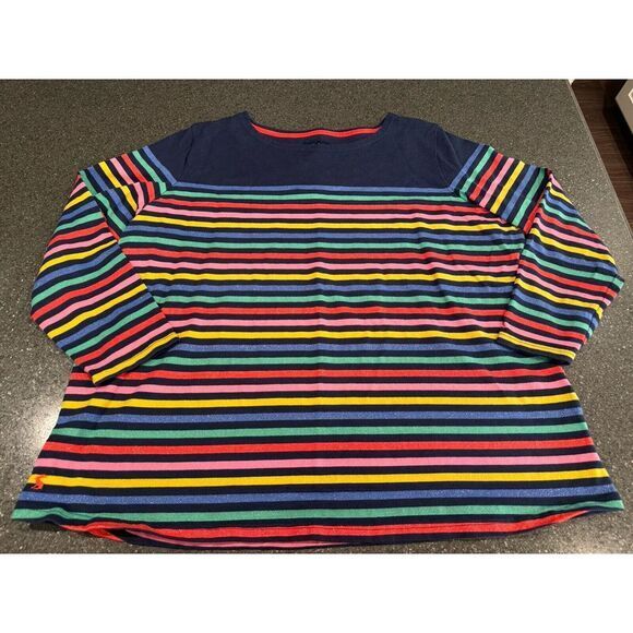 Ladies Joules T shirt Size 22 New Navy Mixed Stripe‎ - Picture 1 of 4